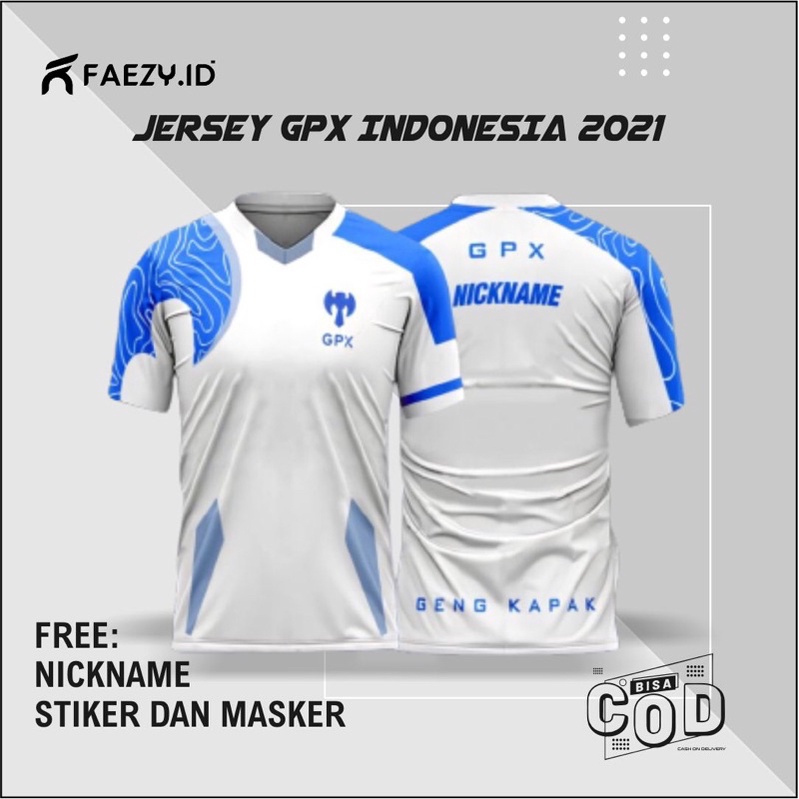 Jual JERSEY GPX ESPORT 2021 FREE NICKNAME / MASKER + STICKER Shopee