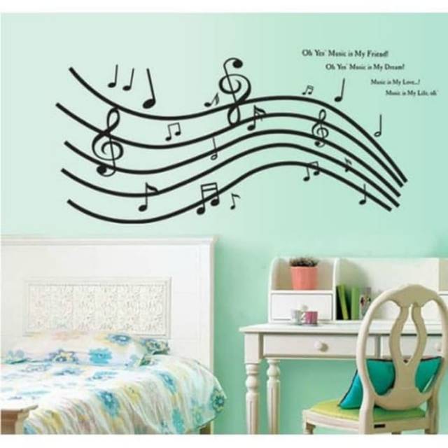 Wallstiker Wallsticker Wall Sticker Stiker Dinding Music Note Musik Wallpaper Dekorasi Kamar Rumah