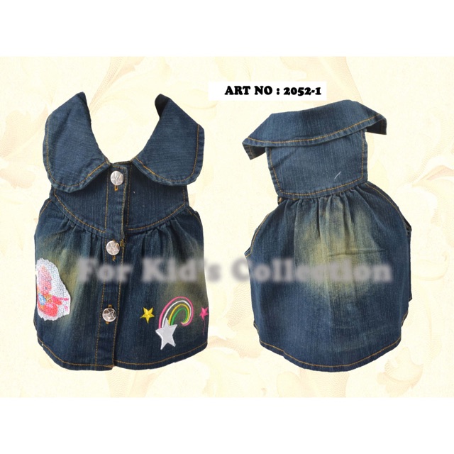 Blus Fashion Kasual Crop Top Jeans Anak Perempuan