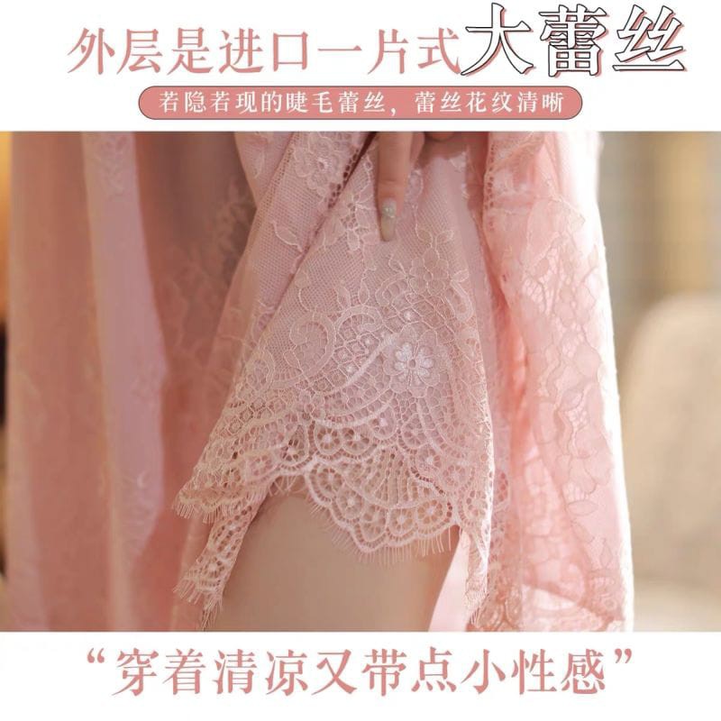 HUES.ID Lingerie Wanita Lace Baju Tidur Tanpa Lengan Gaya Korea 3017