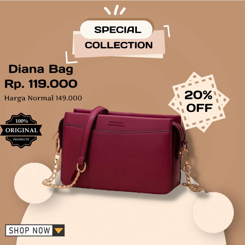Jims Honey Diana Bag Sale 119K/Tas Selempang Wanita Murah Simple & Elegant By Jims Honey Banjarbaru 