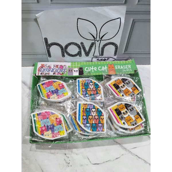 (24pc) penghapus murah/hapusan karakter/stip fancy/OB KECIL-Cute Cat
