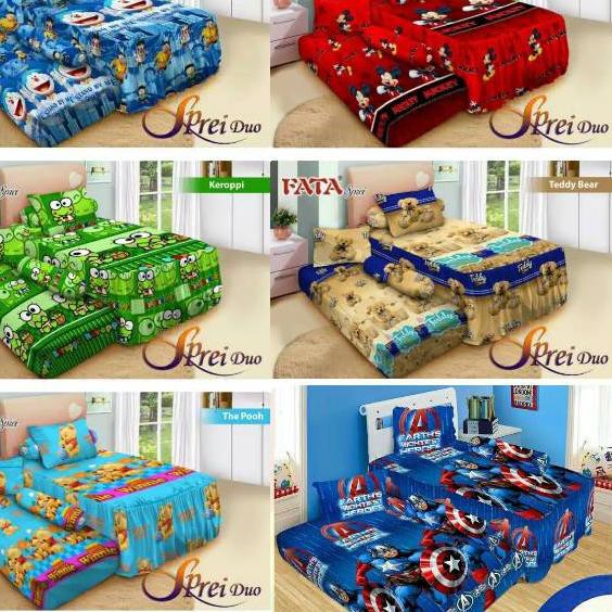 ☏ Sprei duo Rumbai & flat / sprei sorong Kintakun Deluxe uk 120 x 200 ♦