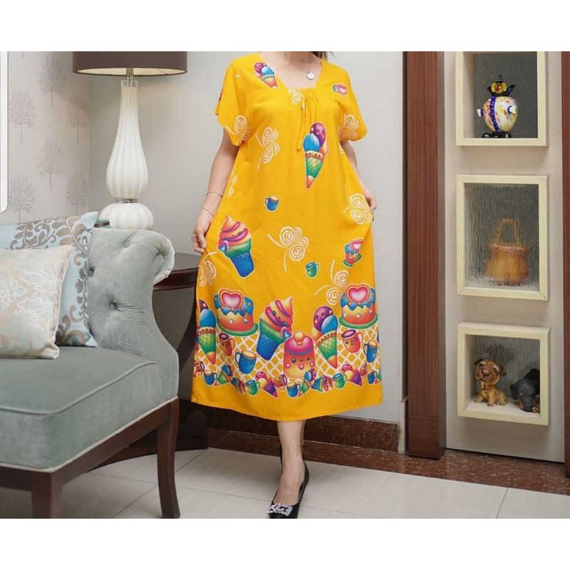 Daster Model Karet Depan Motif Ice Cream