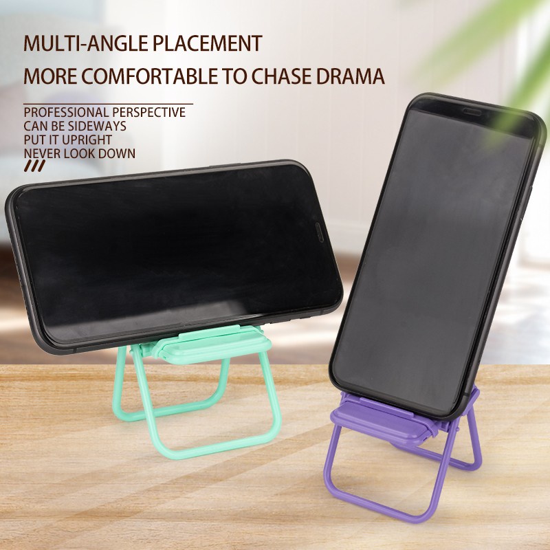 Stand Holder Hp Model Kursi / Universal Dudukan Penyangga Handphone Model Bangku Mini / Chair Folding Mobile Phone Macaron / Docking Sandaran HP Tablet Adjustable Warna Warni Pastel Dekorasi Ruangan Dekor