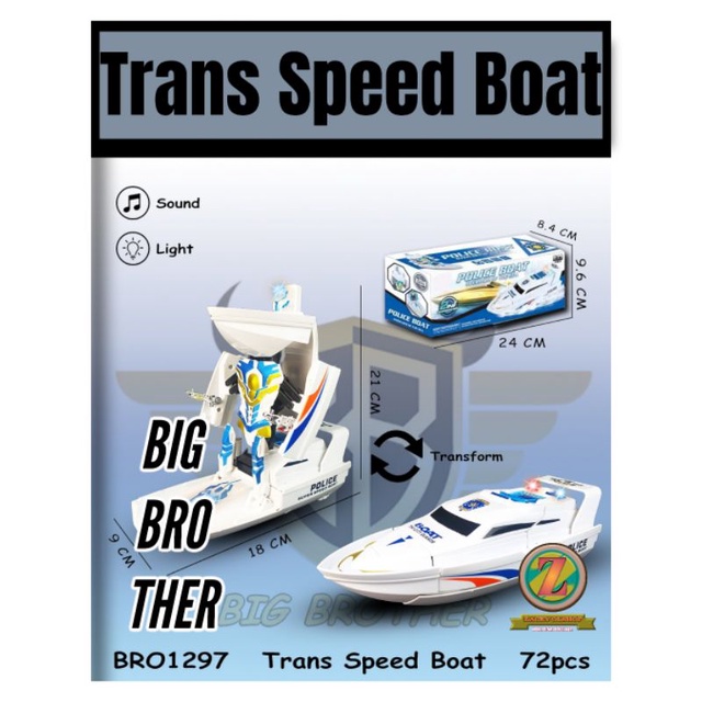 [ ADS ] BRO 1297 TRANS SPEED BOAT - Speed Boat Transformer - Mainan Speed Boat Police - Bigbrother