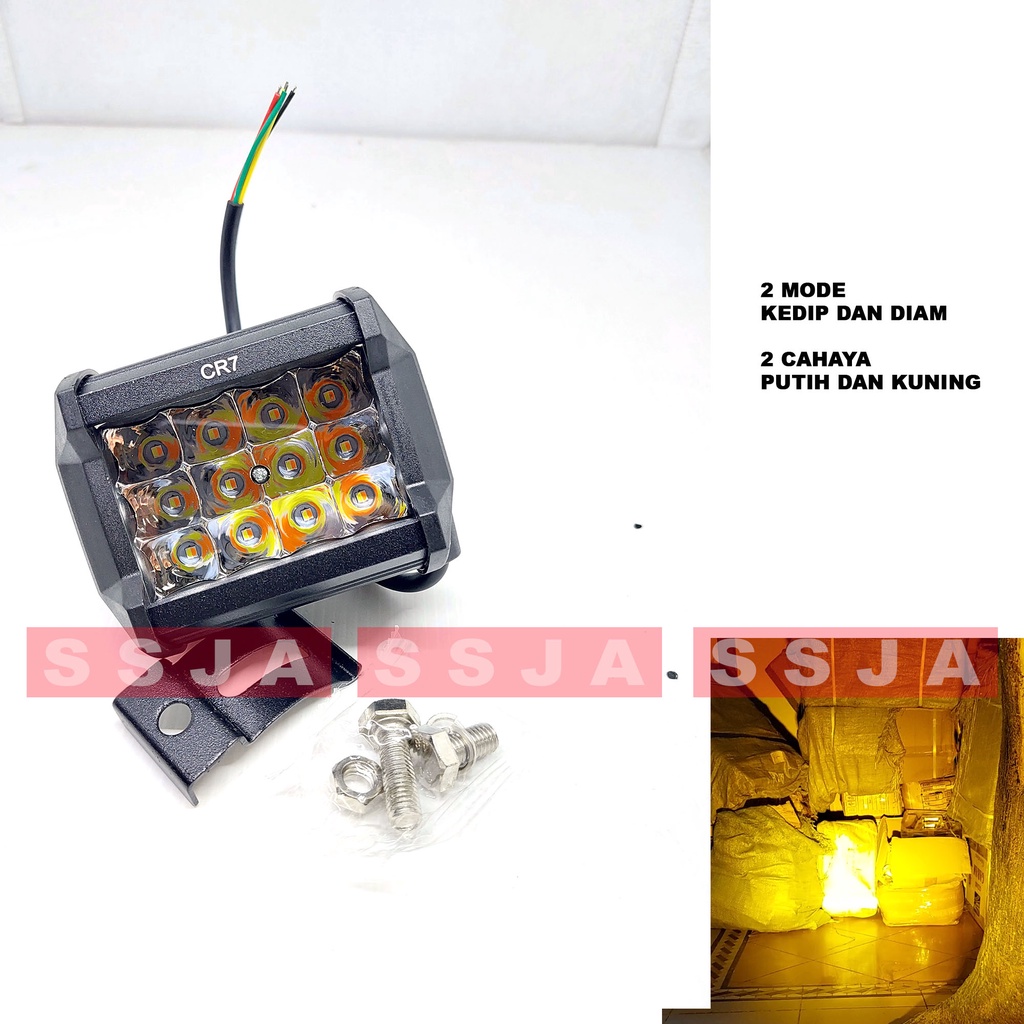 Lampu Tembak Sorot LED Cwl 12 mata 2warna (Putih-Kuning) 3 MODE DC 12 -48v 36watt