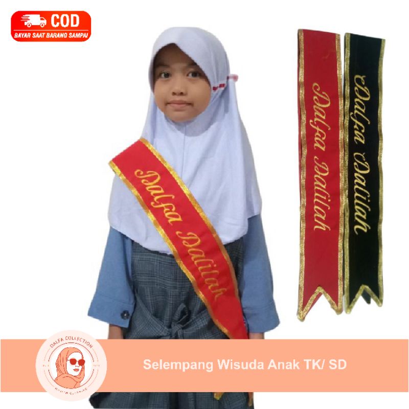 SLEMPANG / SELENDANG WISUDA BLUDRU BORDIR EXPRESS (LANGSUNG DIBUAT) HITAM PITA GOLD