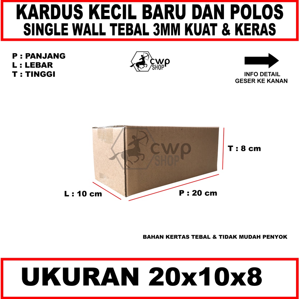 

Kardus Box Karton Polos Ukuran20x10x8