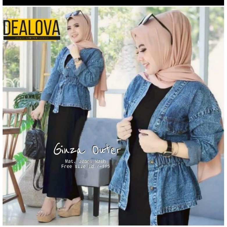 (NEW) GINZA OUTER / Outer Jeans / Outer Wanita / Outer Hijab / Cardigan Jeans / Outer Jeans Kekinian