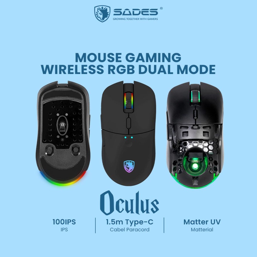 Sades Oculus S30 Mouse Gaming Wireless RGB Dual Connection