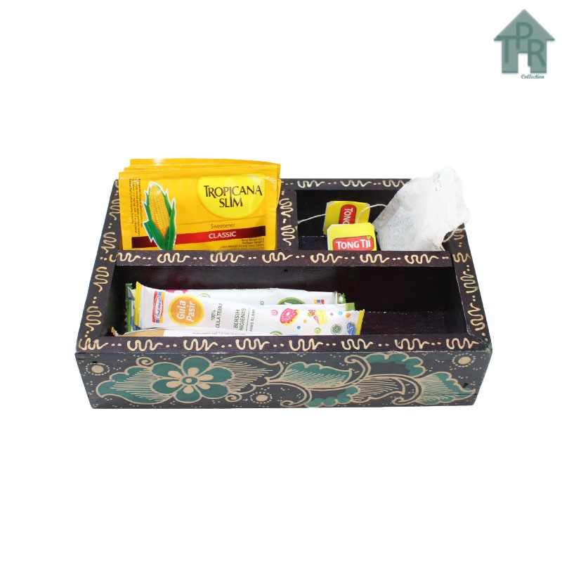 Amenities Tray / Tempat Sachet Gula Kopi Teh  / Kayu Batik 20x24cm. - Mix Series Part-1