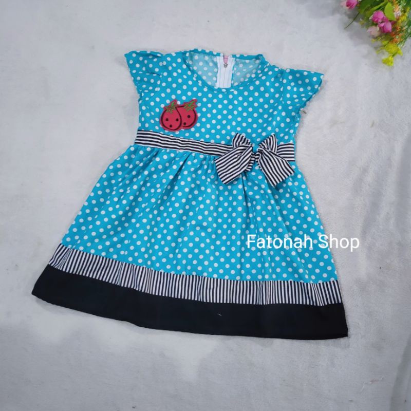 Dress anak 1 2 tahun polkadot baju anak cewek gaun anak strawberry merah ungu  dress fruit polka