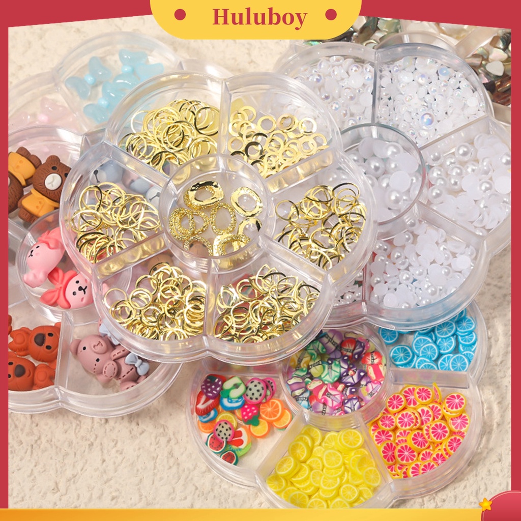 Huluboy Huluboy♡ 1 Kotak Ornamen Kuku 3D Bentuk Pita Aksen Berlian Imitasi Untuk Wanita