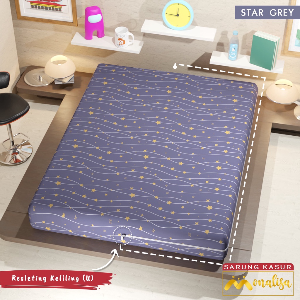 Monalisa Premium Sarung kasur Uk 160/180 T 15/20 - Star Grey