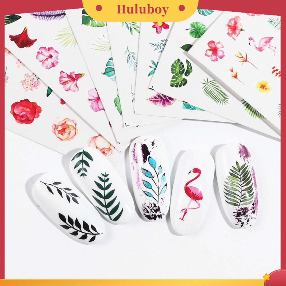 Huluboy Huluboy♡ Stiker Kuku 3D Motif Daun / Bunga Mawar / Hewan Untuk Dekorasi Manicure / Nail Art DIY