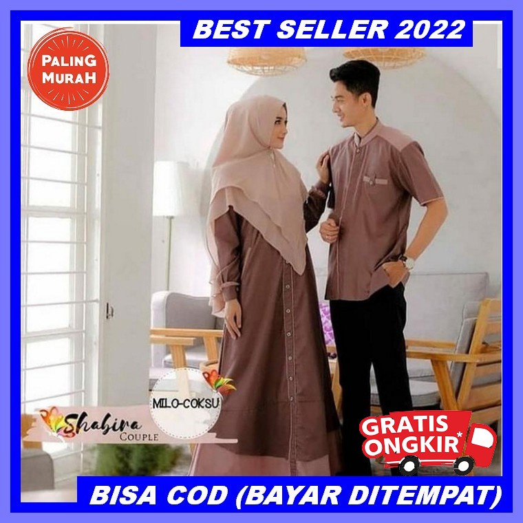 Sarimbit Keluarga Ethica Elfa 235 Fawn Bark Terbaru 2022 Original Premium Dress Baju Gamis Couple Pa