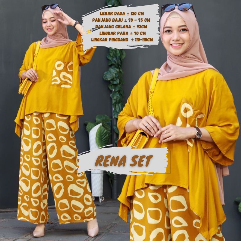 BAJU WANITA SETELAN TIE DIE DYE WAKA JUMBO SINTIA SET BUSUI ONE SET RAYON MOTIF KEKINIAN-RENA KUNING