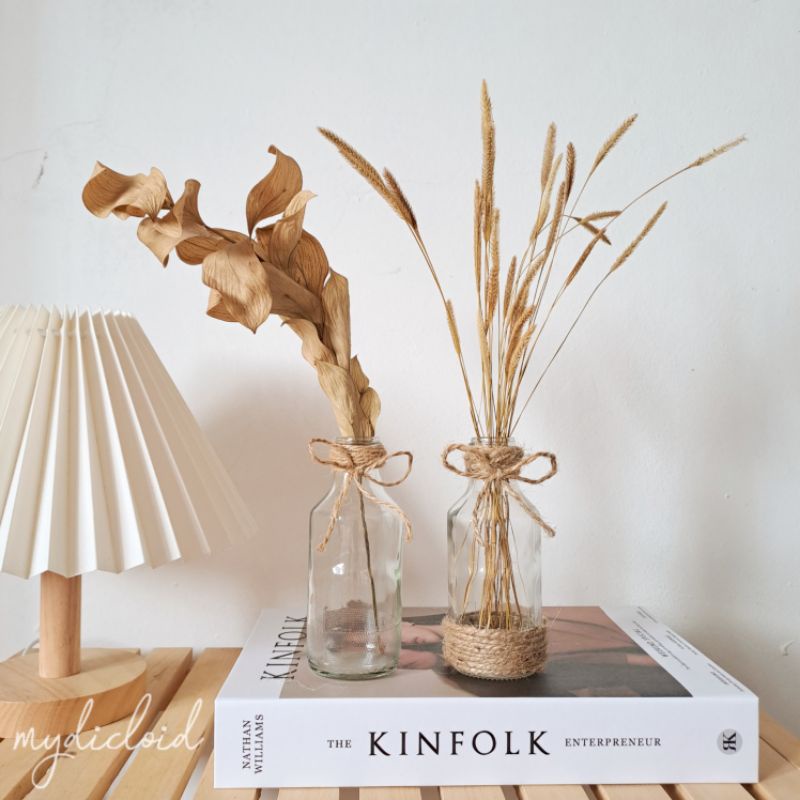 Mini Vas, Vas Bunga Kaca Tali Rami, Vas Bunga Rustic, Vas minimalis Aesthetic Nordic Vintage Scandin