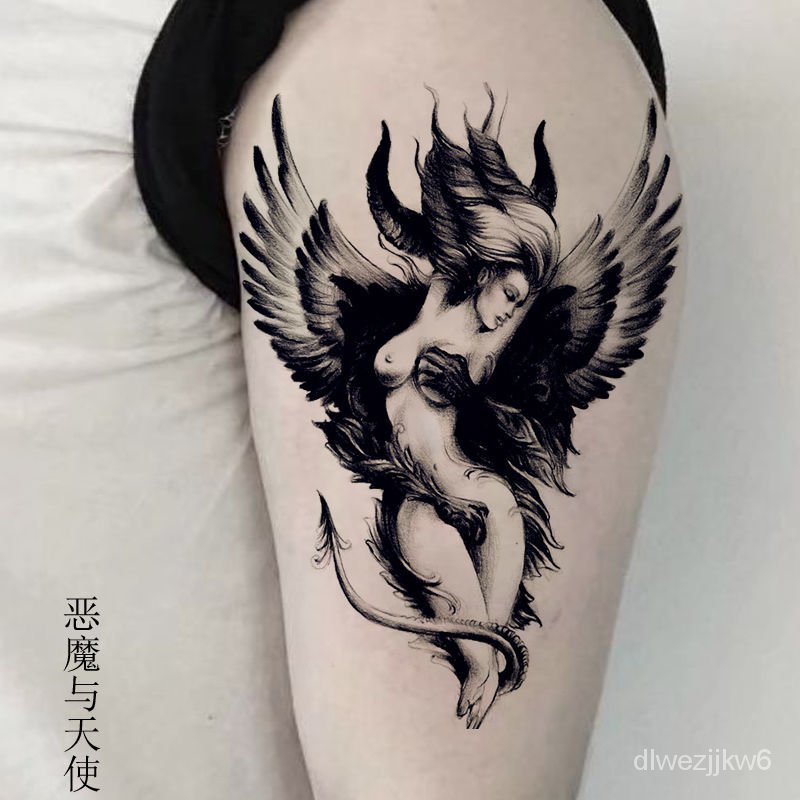 Malaikat Devil Tato Stiker Tahan Air Sayap Malaikat Tato Stiker Pria Stiker Tattoo Sayap Seksi Limba