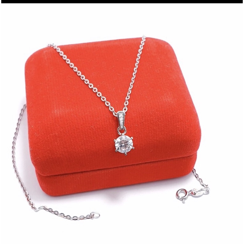 Kalung liontin perak mata zircon kalung perak 925 lapis emas putih kalung cewek perak 925