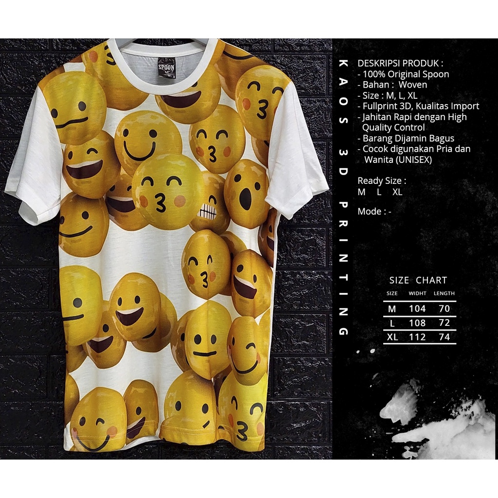 Kaos Pria/Wanita| Kaos Distro Full Printing 3D Motif - Emoticon