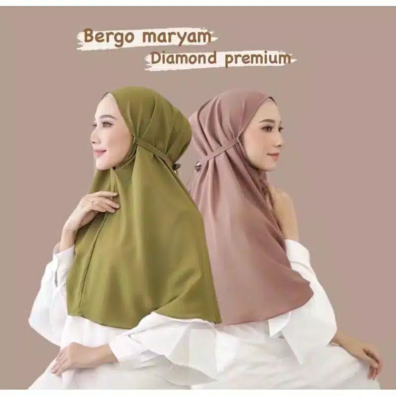 Hijab Instan Bergo Maryam Diamond Non Pet Nisma Tali Bergo Maryam Polos L