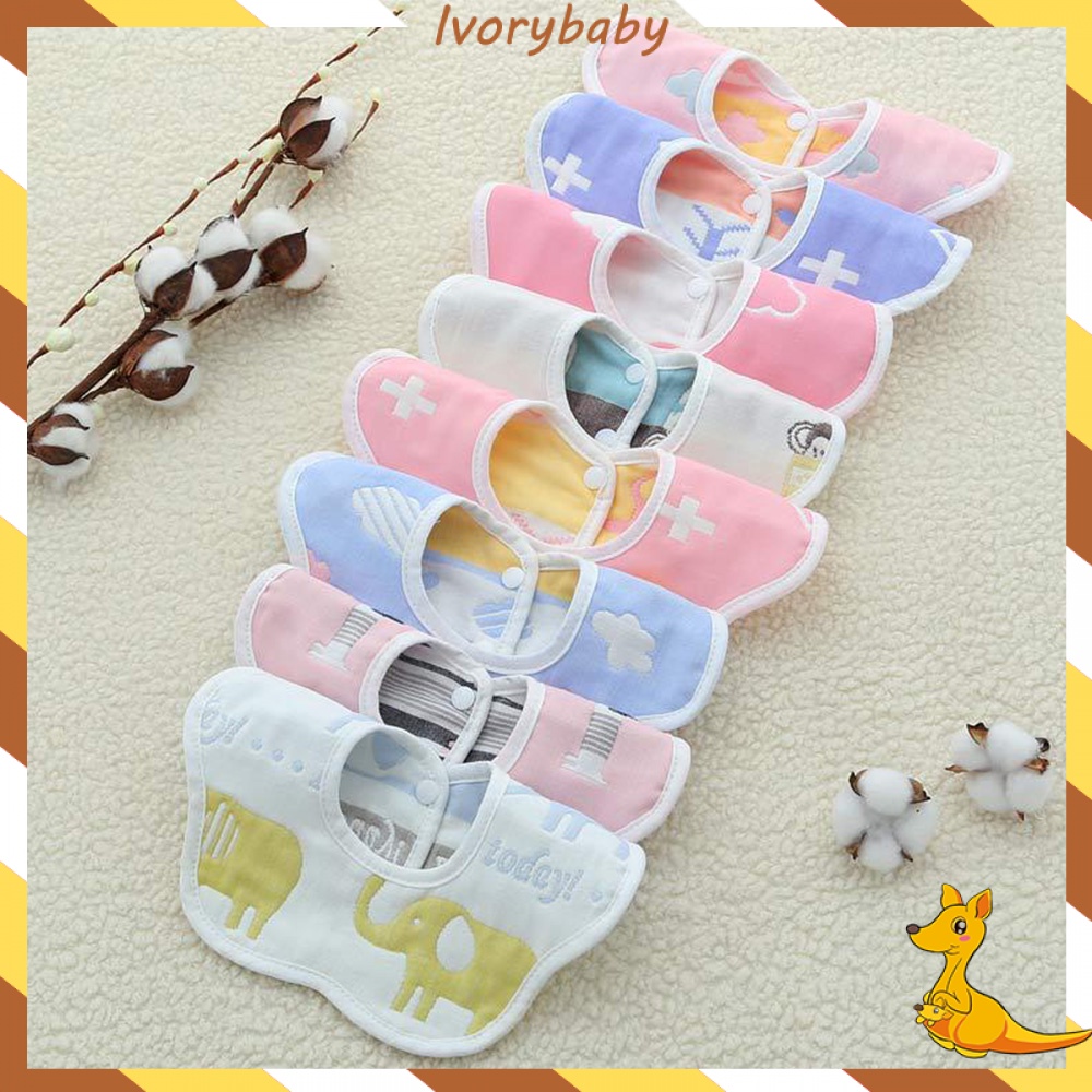 Ivorybaby Sleber air liur bayi enam lapis kain kasa lembut celemek bayi