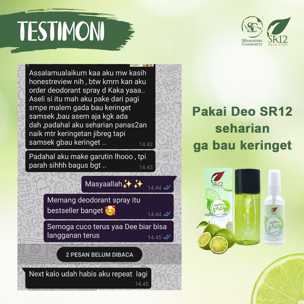 TERAMPUHH.!! PAKET TUMPAS BAU BADAN SR12 BPOM / MENGHILANGKAN BAU KERINGAT / MENETRALKAN AROMA TUBUH