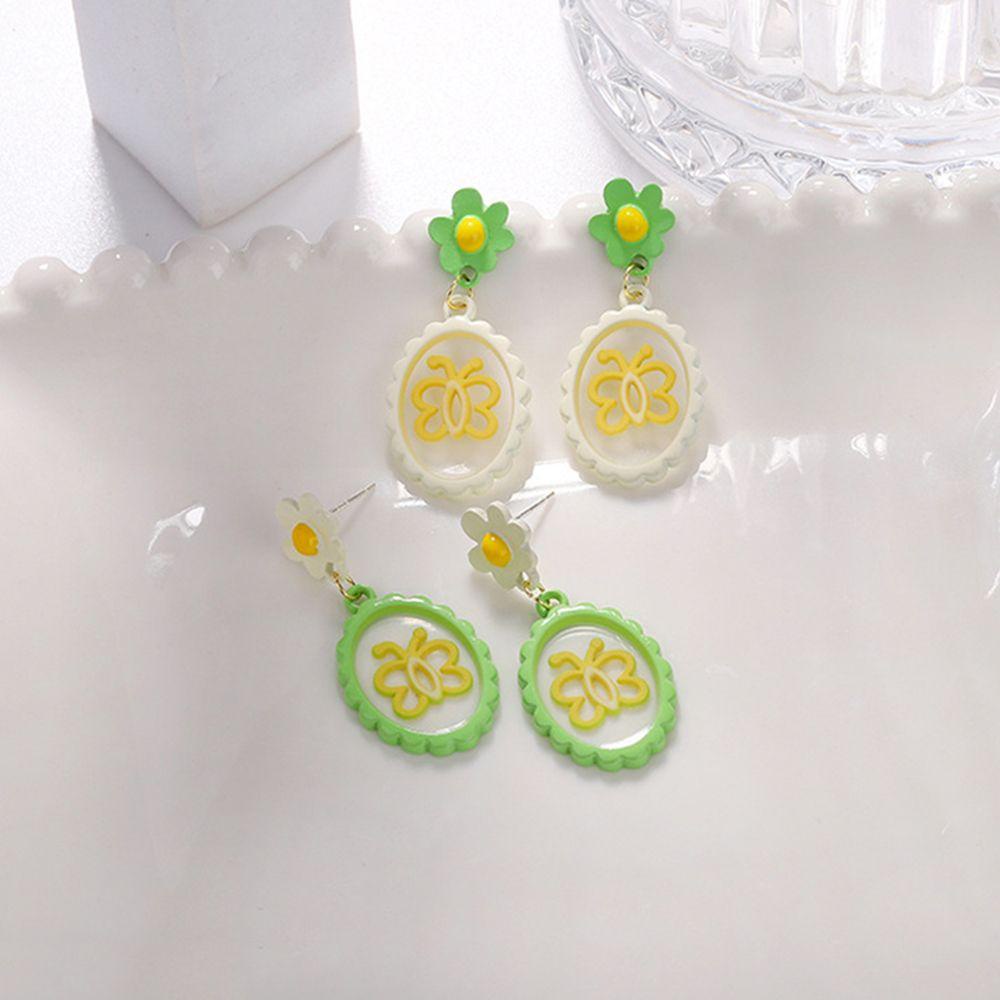 R-bunga Anting Fashion Hati Kupu-Kupu Menjuntai