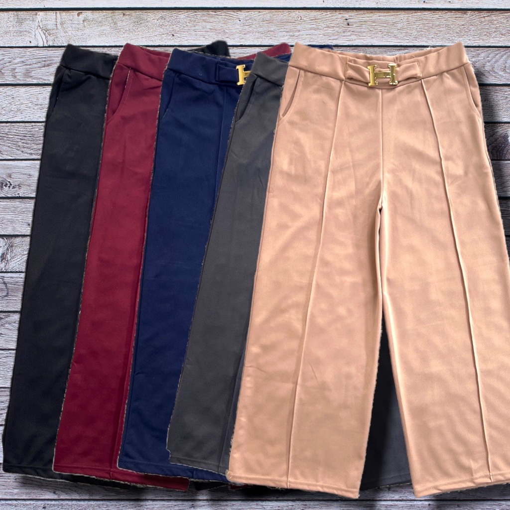 CELANA KULOT HW CULLOTE POLOS HIGHWAIST STANDART WANITA KULOT BELT H IMPORT PINGGANG KARET BAHAN MELAR