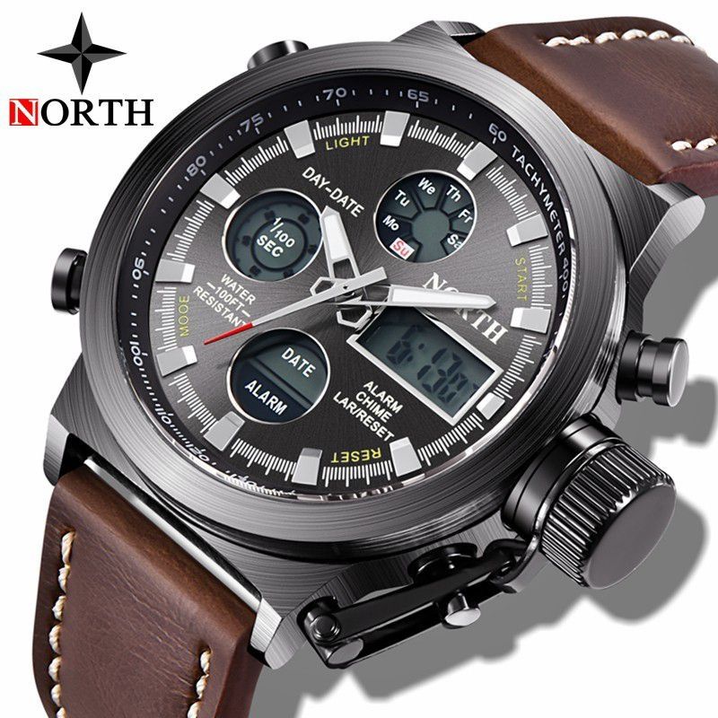 Jam tangan north pria led digital analog mewah