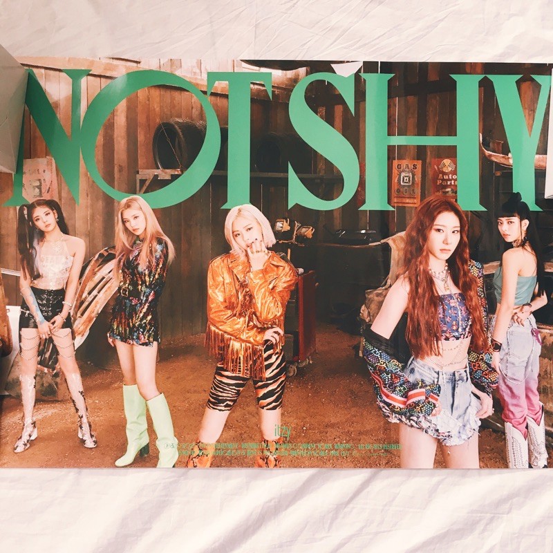 ITZY NOT SHY ALBUM JYP UNSEALED POSTER YEJI RYUJIN CHAERYEONG official 100% GREEN ALBUM B