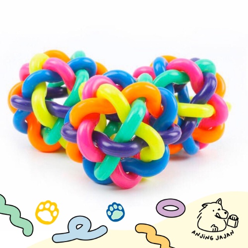 Mainan Gigitan Bola Karet Lonceng Pelangi Anjing Kucing | Chewing Toy | Dog Toys