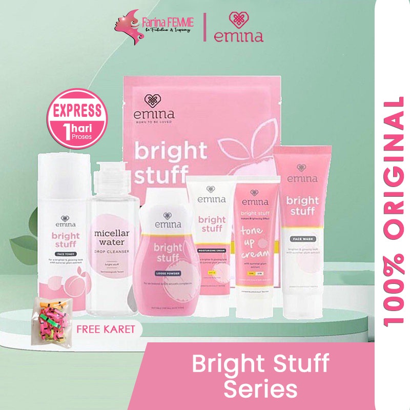 FEMME || Emina Bright Stuff Series - Facial Wash Face Scrub Micellar Water Essence Toner Mist Serum 