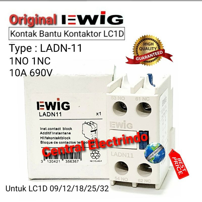 Kontak Bantu Contactor LCID LAD-N11 (1NO/1NC) EWIG.