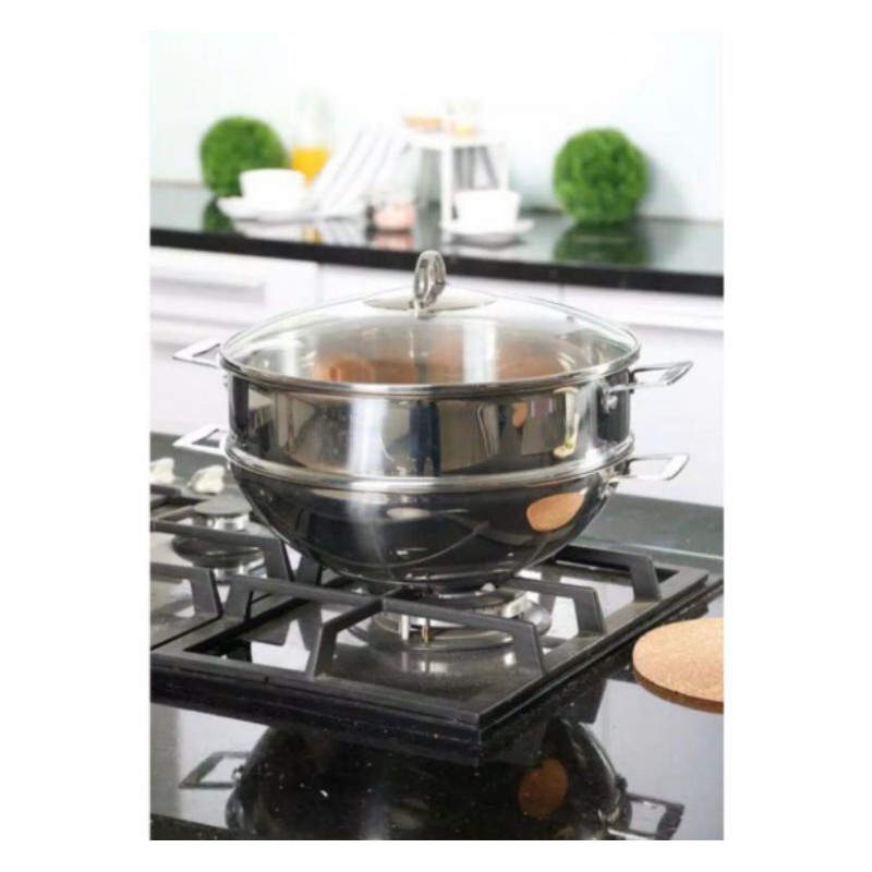 iChef steamer pot /pengukus panci dan penggorengan ichef 2 ply stainless steel