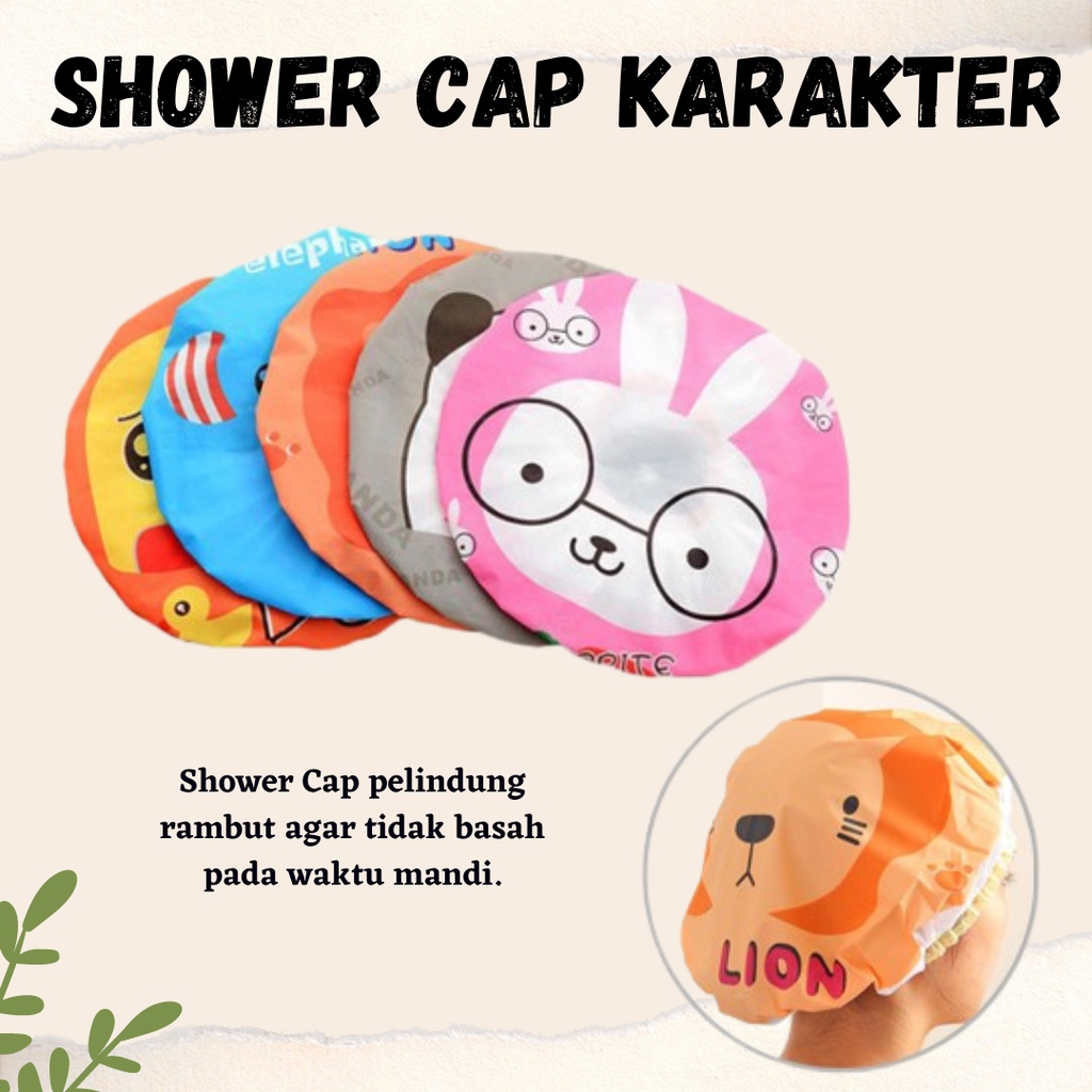 HARGAPROMO!!! Topi Keramas / Shower Cap Karakter / Topi Mandi Lucu / Pelindung Rambut