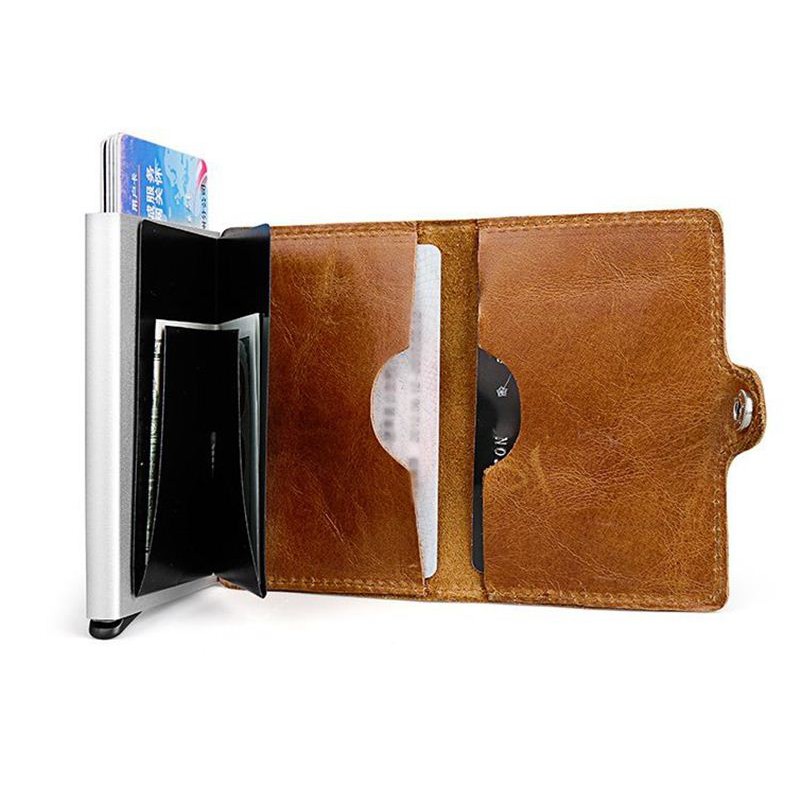 Anti RFID Card Holder Dompet Kartu Kulit Asli Slim Blocking