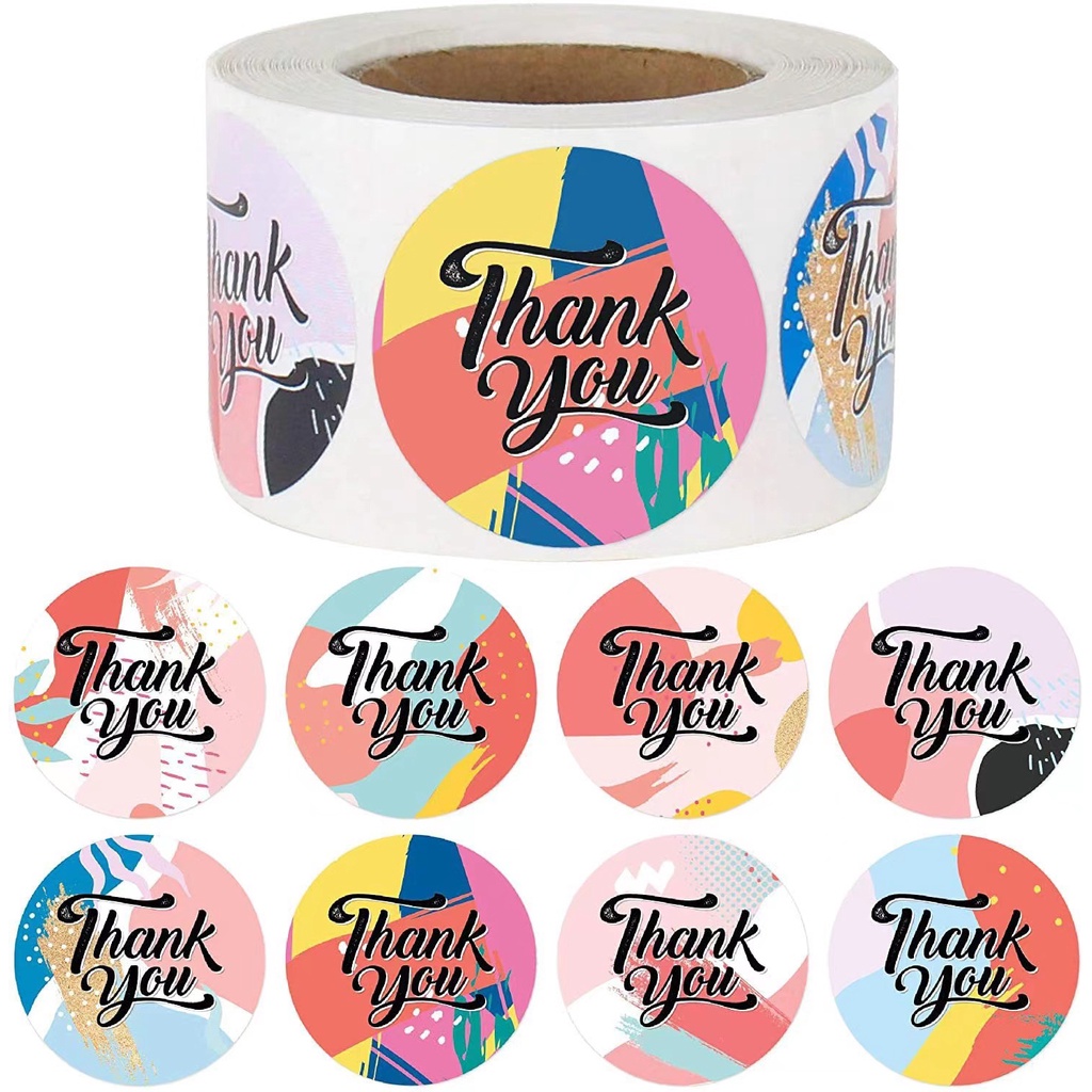 

50pcs Cute Pop Art Colors Thank You Seal Sticker Stiker Online Shop Packaging Label Segel Packing Kardus Box