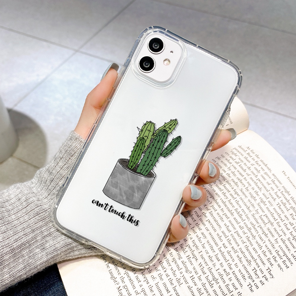 Clear Liquid Silicone Casing iPhone12 Pro Max iPhone 11 Pro Max X Xs Max 6 6s 7Plus 8Plus 12Mini Cactus series Transparent Soft Phone Case