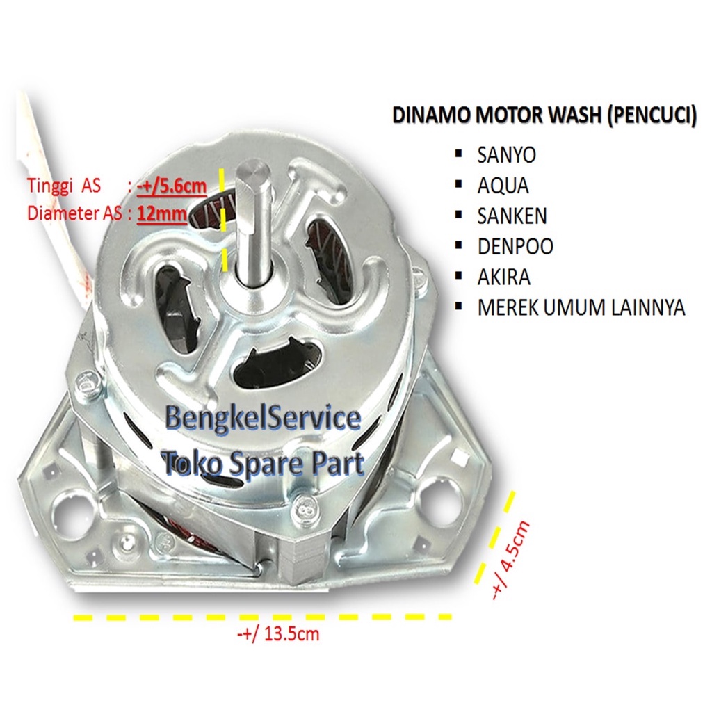 Dinamo WASH PENCUCI Motor Mesin Cuci Umum SANYO AQUA SANKEN DENPOO AKIRA Dinamo Pencuci  Penggiling