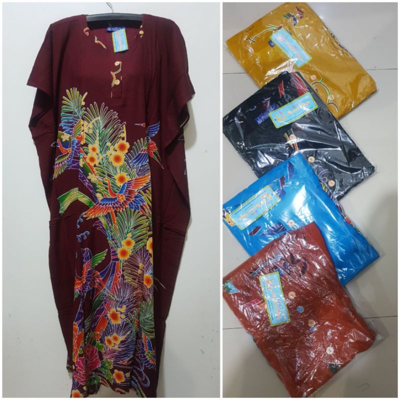 YULI - LONGDRES KALONG KANCING LD 150 CM PB 125 CM BATIK KENCANA UNGU LEBEL BIRU KUB