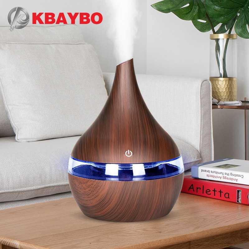 KBAYBO Ultrasonic Air Humidifier Aromatherapy Wood Grain 300ml