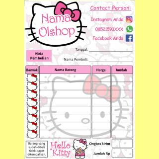 Nota Penjualan Pembelian Custom Toko Olshop Online Shop Karakter Kartun Hello Kitty Lucu Imut Murah