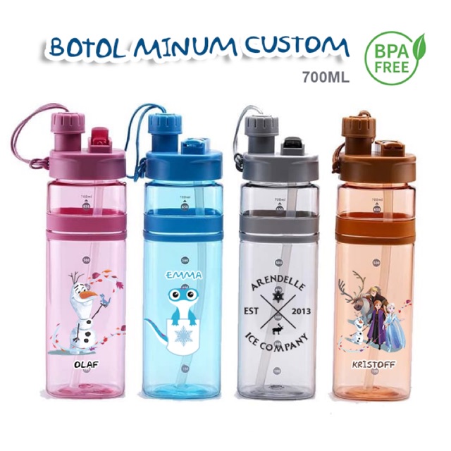 Botol Minum CUSTOM  2in1 700 ML anak kado souvenir ultah Bisa Request Gambar kasih nama Murah