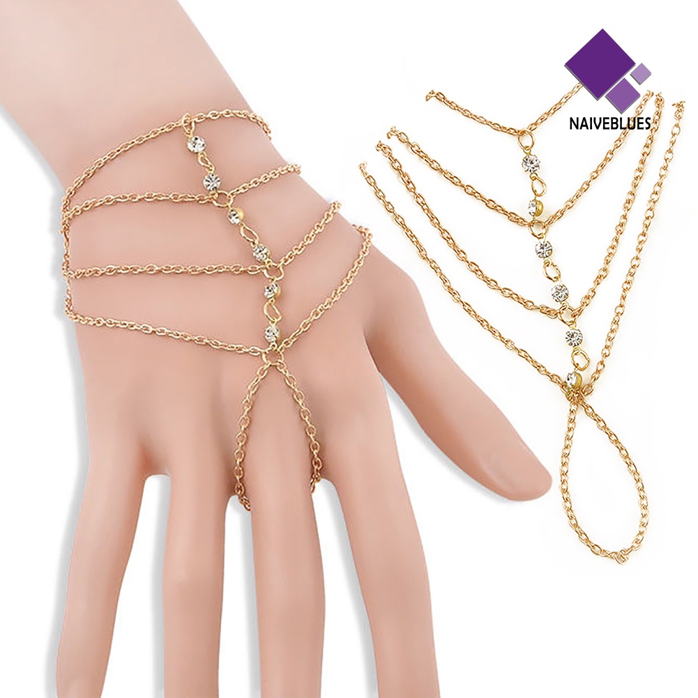 Naiveblue &gt; Gelang Tangan Sambung Cincin Aksen Rantai Untuk Perhiasan Wanita / Pantai / Dance