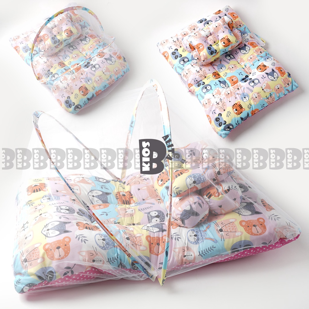 Kasur Bayi Kelambu Set Bantal Guling Premium / Kasur Bayi Kelambu Terlaris / Perlengkapan Tidur Bayi Baru Lahir Babyshop Kado Baby Gift / Kasur bayi kelambu + bantal peyang + 2 guling bayi