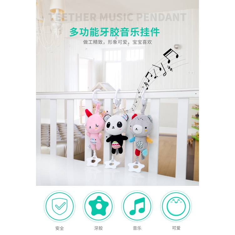 [BIG SALE] Mainan Bayi Gantungan Stroller Rattle Teether Bentuk Binatang ada musik Hanging Music Plush Toys Gantung