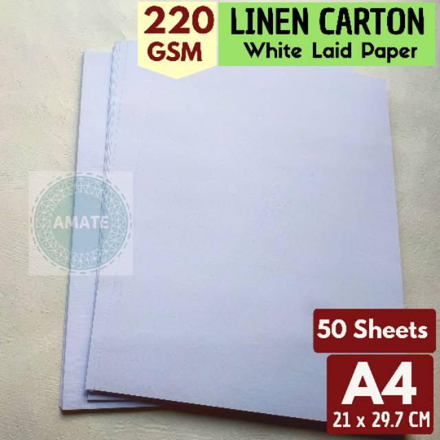 

Kertas Karton LINEN PUTIH jepang 220g A4 (isi 50 Lembar) Fancy Paper Teksture Linen Concorde